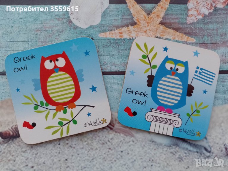 комплект от 2 подложки за чаши от Гърция, снимка 1
