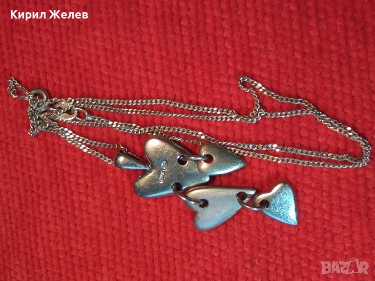 РОМАНТИЧНО ИТАЛИАНСКО СРЕБЪРНО АРТ КОЛИЕ със СЪРЧИЦА РОДИРАНО СРЕБРО 925 ДИЗАЙНЕРСКО БИЖУ 39909, снимка 1