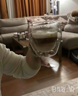Стъклена чаша за кафе с двойно дъно 200ml, снимка 1
