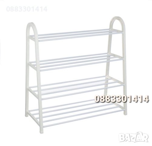 Етажерка за обувки, Метална, Бяла, 4 рафта, снимка 4 - Етажерки - 40496144