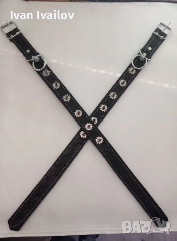 Ест. кожа каишка със шипове за голямо куче , снимка 2 - За кучета - 52089682