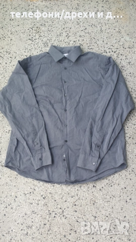 Оригинална памучна риза Calvin Klein Regular Fit (размер 17), снимка 2 - Ризи - 52590054