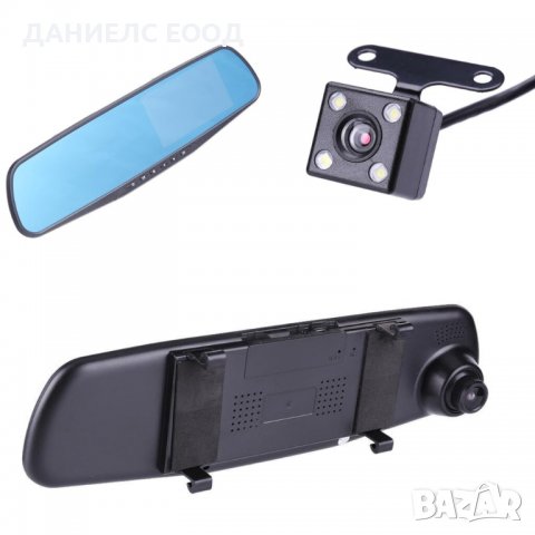 Огледало Видеорегистратор с две камери 4.3инча HD за автомобил, снимка 8 - Аксесоари и консумативи - 39285936