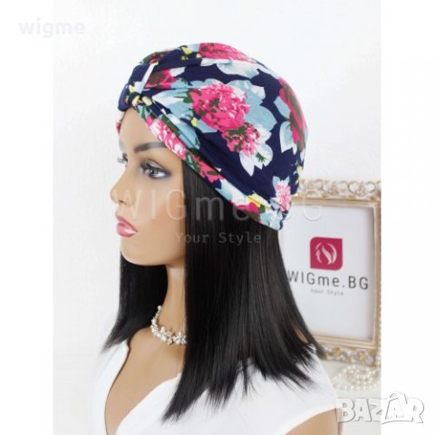 Тюрбан за коса с пандела на цветя тъмносин, снимка 7 - Аксесоари за коса - 33650392