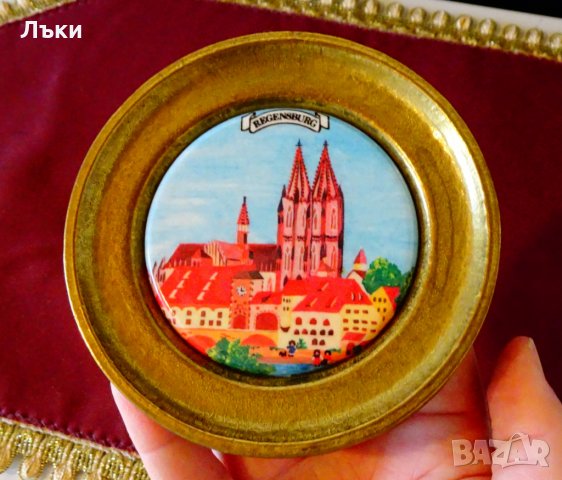 Бронзова чиния с изображение от Regensburg,порцелан. , снимка 3 - Антикварни и старинни предмети - 26872581