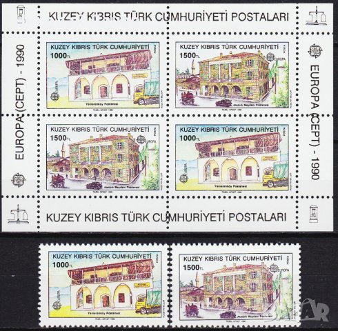 Турски Кипър 1990 Европа СЕПТ (**) неклеймовани серия и блок, снимка 1 - Филателия - 43860930