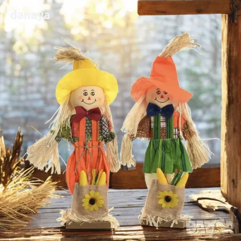 5786 Декоративна фигура Сламено човече с торбичка, 33 см