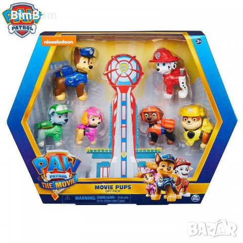 Оригинален подаръчен комплект Paw Patrol / Movie Pups / Пес Патрул / Nickelodeon - 6 кученца, снимка 3 - Фигурки - 38768376