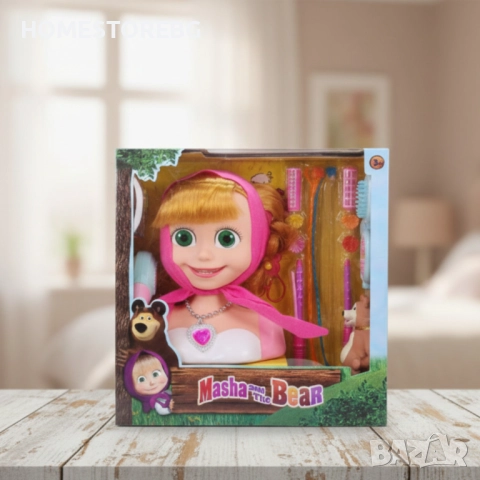 Принцеса Маша и мечокът – Бюст с дълга коса и аксесоари за оформяне Материали: безопасна пластмаса., снимка 3 - Кукли - 52982113