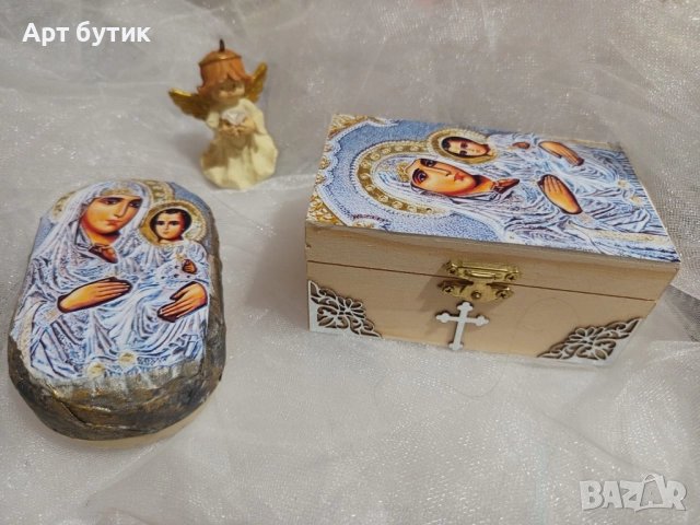 Бароков арт комплект за свето Кръщение , модел Св. Богородица, снимка 8 - Декорация - 52741287