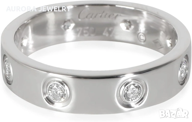CARTIER Love White Gold 6 Diamonds Classic Model Пръстен, снимка 7 - Пръстени - 53237940