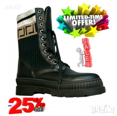 Дамски боти кожени black and white уникална цена, снимка 3 - Дамски ежедневни обувки - 37612023