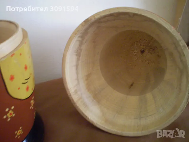 Стара красива голяма Руска кукла държач за бутилки 35 см височина, снимка 15 - Антикварни и старинни предмети - 49388235