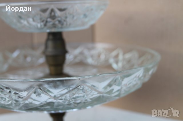 Фруктиера месинг и оловен кристал, снимка 3 - Антикварни и старинни предмети - 43593678