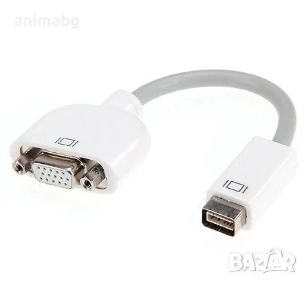 ANIMABG Преходник Mini DVI към VGA адаптер за връзка на Mac PC компютър MacBook Laptop лаптоп с мони, снимка 1 - Кабели и адаптери - 44077030