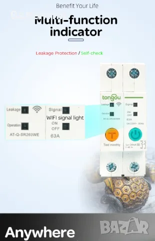Смарт автоматичен прекъсвач 1P 63A с WiFi, снимка 2 - Други - 49329029