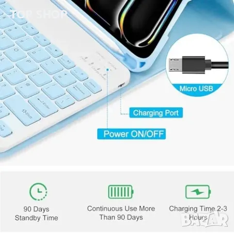 Нов Модерен калъф за таблет iPad Pro 11" 2024 с отделяща се клавиатура, снимка 6 - Друга електроника - 49321277