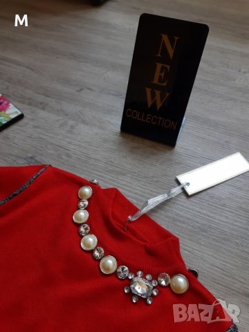 Нова колекция червена рокля с кристали от фино плетиво на намаление, снимка 4 - Рокли - 27331663