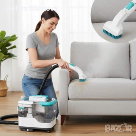 Портативна прахосмукачка с пара – 2 в 1 мокро и сухо почистване на мебели, дивани и килими, 1700W, снимка 6 - Прахосмукачки - 52431589