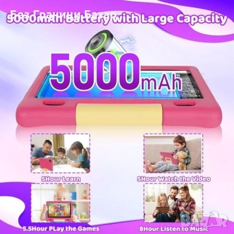 Нов Детски таблет 10" Android 14, Octa Core, 16GB RAM, 128GB, розов, снимка 5 - Други - 52463325