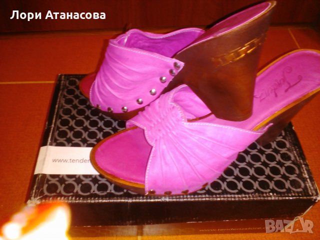 Дамски сандали в розов цвят, в крак с модните тенденции. Изработени  от естествена кожа на платформа, снимка 3 - Сандали - 27579252