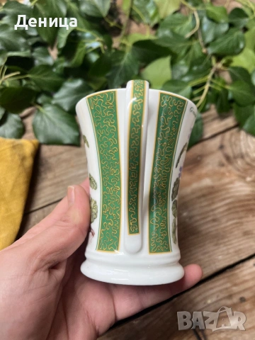 Чаша за чай от фин костен порцелан Crown Trent с ботаническа илюстрация „Ground Ivy“.  , снимка 7 - Чаши - 53311155