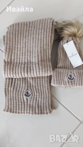 Moncler нов комплект шал и шапка, снимка 2 - Шапки - 43950882