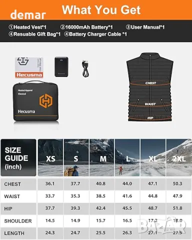 Жилетка с подгряване Hecusma Fleece за жени, батерия 16000mAh 7.4V - М, снимка 6 - Жилетки - 47743428