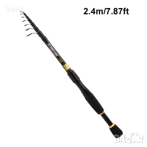 телескоп за спининг - къса транспортна дължина Макара и влакно 
