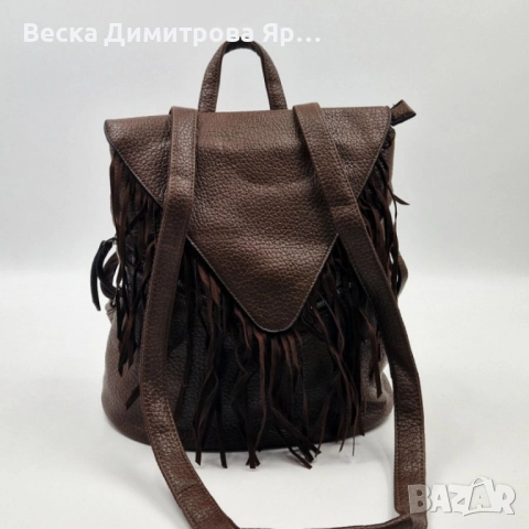 Дамска раница от еко к. с ресни – бохо стил, удобство и обем (36×30×16 см), снимка 6 - Раници - 52574149