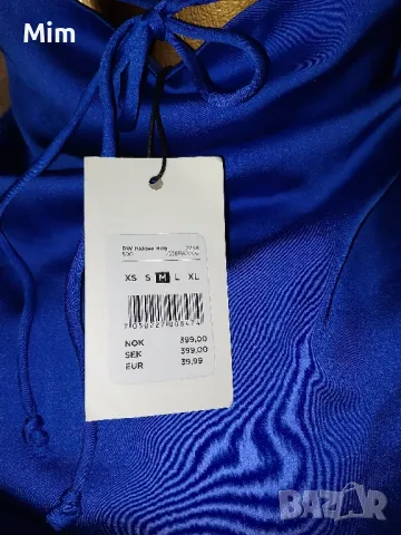 BIK BOK M Сатенена рокля в турско син цвят , снимка 5 - Рокли - 49444515