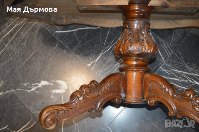 старинна маса с  дърворезба, снимка 2 - Маси - 49047411