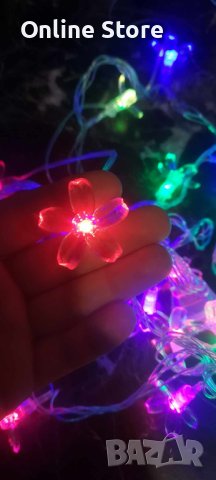 Многоцветни коледни LED лампички с цветя с щепсел, снимка 3 - Декорация за дома - 42964570