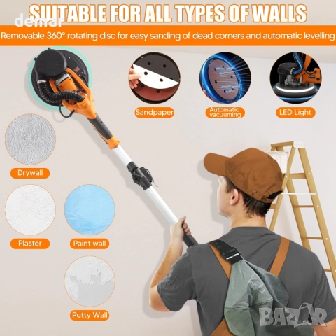 Електрическа шлайфмашина за гипсокартон VELPAX 1250W, 11.5A, 500-1800 об/мин, снимка 3 - Други инструменти - 51746315