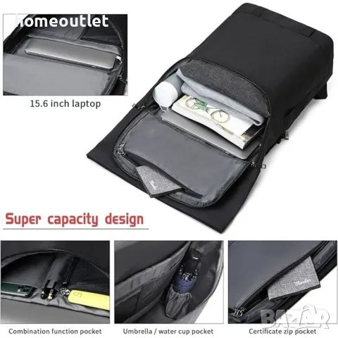 ПРОМОЦИЯ Унисекс раница с регулируем размер в черно MY HOZEE, снимка 6 - Раници - 49302410