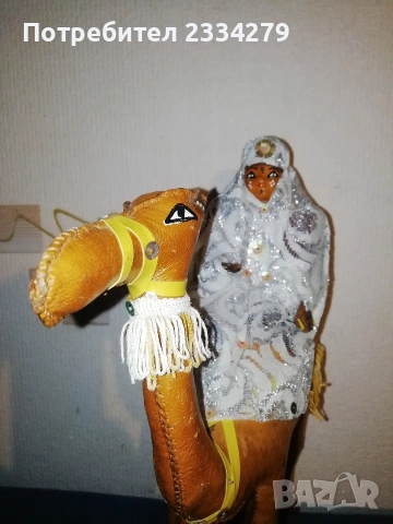 Винтидж ръчно изработена статуя от кожа ,,Арабска жена на камила", снимка 6 - Антикварни и старинни предмети - 53137166