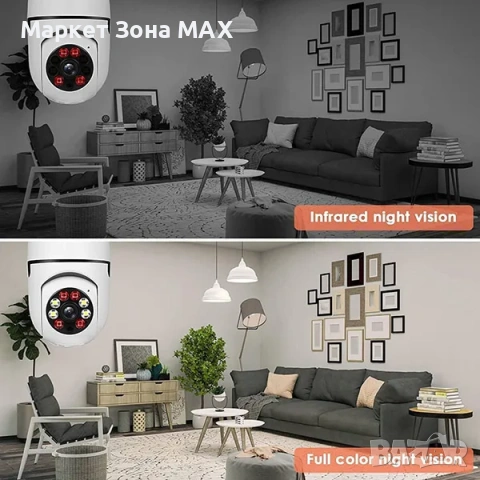 Умна охранителна 1080P HD С нощно виждане Камера под формата на крушка CAMLIGHT, снимка 6 - Комплекти за видеонаблюдение - 53571988