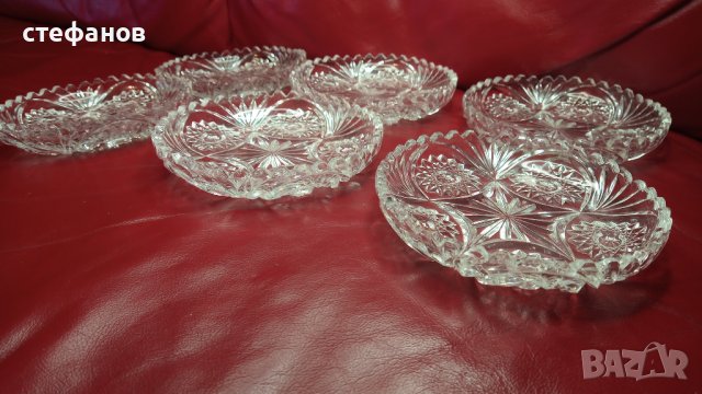 Кристални чинийки за ордьоври, мезета – 7 бр , снимка 5 - Чинии - 43542014