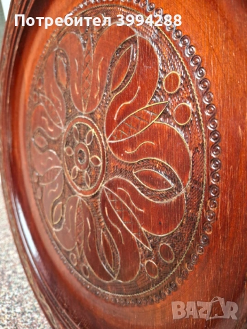 Стара чиния поднос дърворезба, снимка 3 - Антикварни и старинни предмети - 53304363
