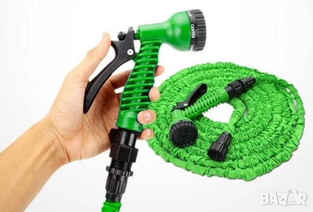 Разтегателен градински маркуч от 15 до 60 метра с накрайник за поливане на градина, снимка 8 - Напояване - 51888149