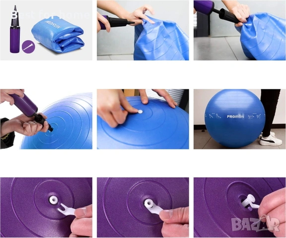 PROIRON Гимнастическа, Pezzi ,тренировъчна топка, фитнес топка-65 сантиметра, снимка 6 - Фитнес уреди - 53427176