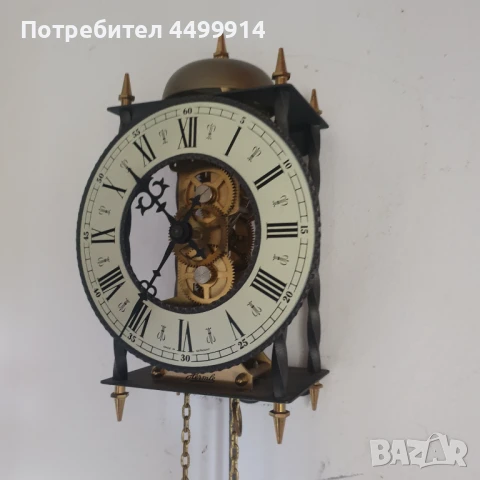 Стенен часовник Hermle,задвижван от тежести, ковано желязо, снимка 7 - Антикварни и старинни предмети - 51244645