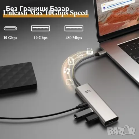 Нов бърз Адаптер USB-C Хъб 5 в 1 с 4K HDMI, 140W PD, 10Gbps за MacBook/PC , снимка 3 - Друга електроника - 49517666