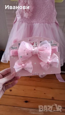 Кокетна, розова рокля за момиченце на 1 година, снимка 4 - Бебешки рокли - 49894491