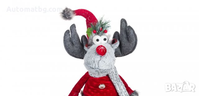 Коледна декоративна фигура Седящ северен елен, Червен костюм, Шапка с пайети, Automat, снимка 3 - Декорация за дома - 34778395