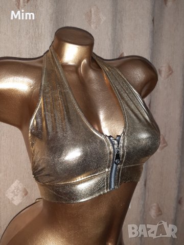 Forever sexy S/M Златисто бюстие винил и кожена черна пола , снимка 3 - Корсети, бюстиета, топове - 38809257