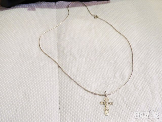 сребърен кръст разпятие православен кръст с Исус Христос - разпятие Христово сребро, снимка 4 - Колиета, медальони, синджири - 31400601