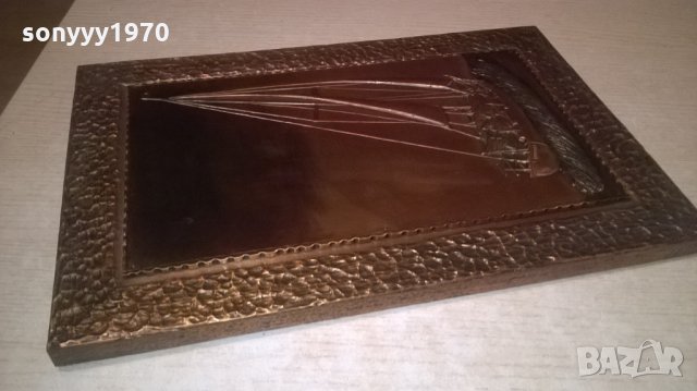 картина-ветроходна яхта-41х27см-мед/месинг-внос швеция, снимка 4 - Колекции - 26881551