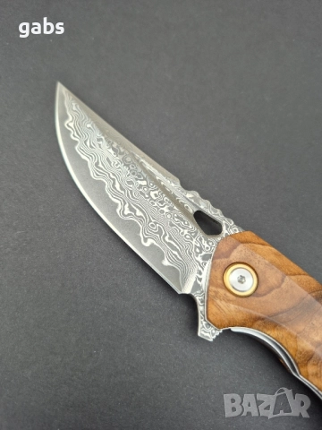 Сгъваем джобен нож,дамаска стомана,съчмен лагер,Flipper Outdoor Tool, снимка 7 - Ножове - 49492670