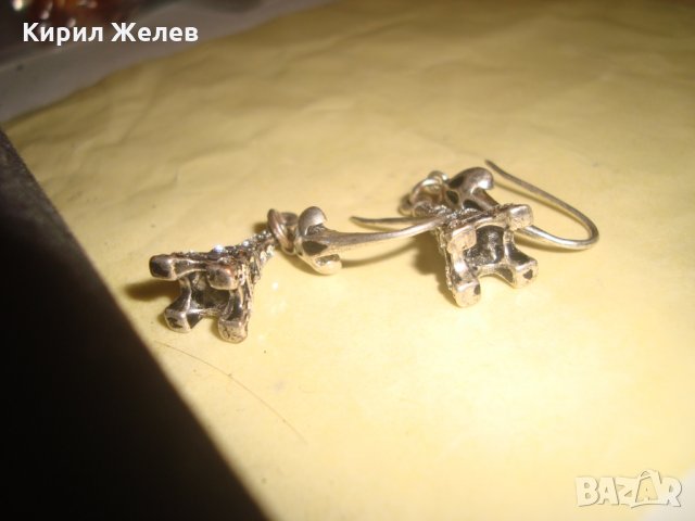 ПОСРЕБРЕНИ СКЪПОЦЕННИ ОБЕЦИ АЙФЕЛОВА КУЛА КРИСТАЛНИ 21633, снимка 5 - Обеци - 32537332